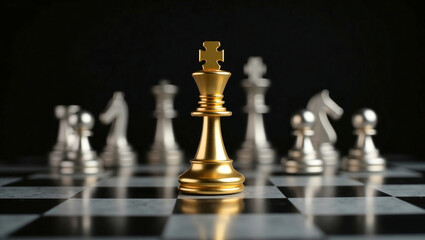 Golden Chess King: Strategic Leadership in Dramatic Lighting