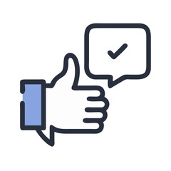 Obraz premium Thumbs Up with Chat Bubble Icon Representing Positive Feedback and User Interaction
