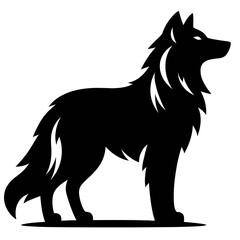 Fototapeta premium Lone Wolf's Silhouette: A striking monochrome silhouette of a powerful lone wolf, symbolizing resilience, strength, and freedom against a minimalist backdrop.