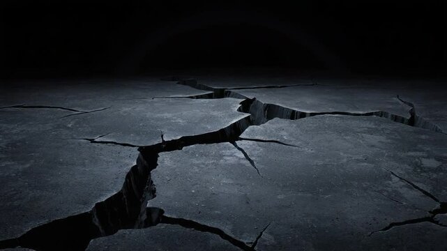 Cracked Ground Surface in Dark Environment with Dramatic Lighting and Textured Details
