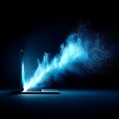 Laptop Unleashing Creative Energy: A Digital Explosion of Imagination and Innovation on a Sleek Computing Device.