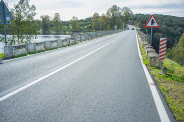 Piedra Aguda Reservoir road, Valverde de Leganes at bottom, Badajoz