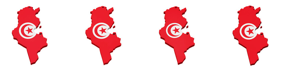 Tunisia Map with National Flag Overlay on Transparent Background

