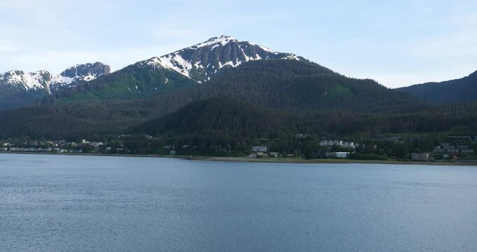 Snow capped Mount Bradley on Douglas Island, Juneau, Alaska.