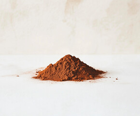 photo of a small mound of cinnamon on a white background