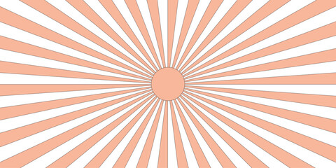 Abstract background with rays retro starburst coral and white Vintage sunbeam backdrop, boom, comic. Cartoon pop art Minimal sunrise radiate striped geometric circus light