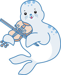 Cute Seal vector icon. Funny baby Seal animal series stock illustration. Life of fluffy Seal designs.