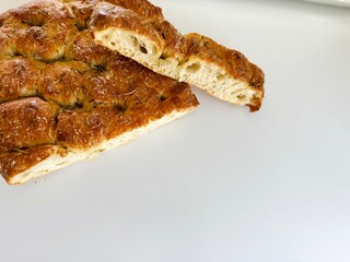 Freshly Baked Rosemary Focaccia on the Table.