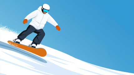 Snowboarder in action on snowy slope, showcasing skill and excitement in winter sport environment