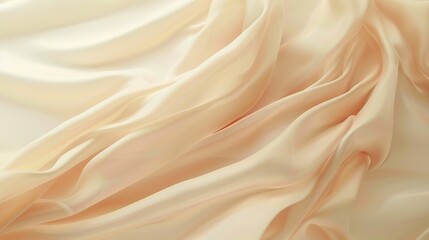 Peach Beige Satin Cloth with Gentle Folds – Soft Elegant Textile Backdrop
