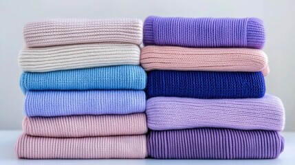 Stack of Colorful Knit Sweaters in Soft Fabrics for Cozy Fashion Inspiration and Styling Ideas