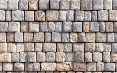 Fototapeta premium Stone Wall Texture Background Beige Grey Blocks