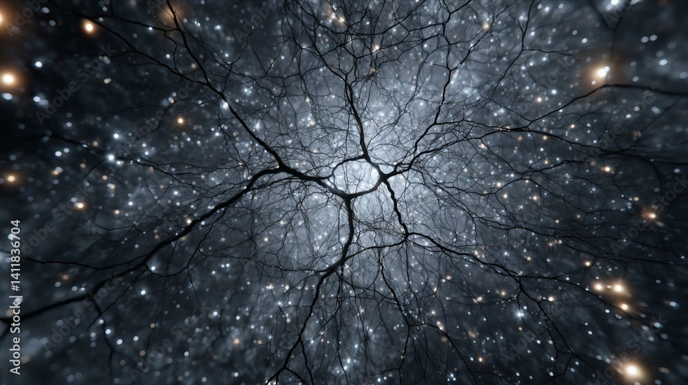 Wall mural neural galaxy with dark branching web