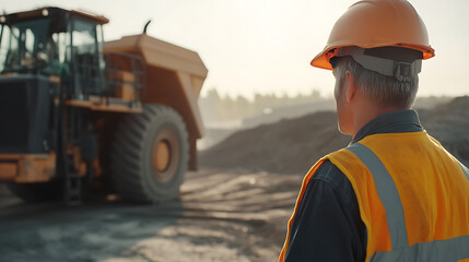 Supervisor inspecting the worksite for safety compliance during lithium extraction. Featuring site inspection