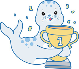 Cute Seal vector icon. Funny baby Seal animal series stock illustration. Life of fluffy Seal designs.