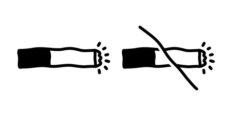 Hand drawn cigarette doodle icon set with vintage and simple design style