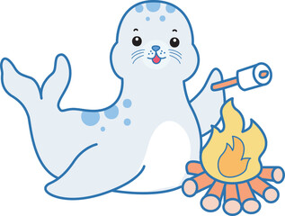 Cute Seal vector icon. Funny baby Seal animal series stock illustration. Life of fluffy Seal designs.