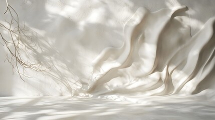 Obraz premium Soft Ethereal Textures with Natural Light and Shadows on White Canvas