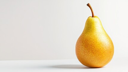Yellow Pear on a White Background with Soft Natural Light and Minimalistic Style
