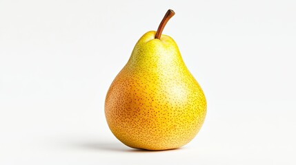 Fresh Ripe Yellow Pear on White Background Ideal for Healthy Eating and Nutrition Themes