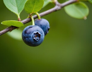 Ripe and ready wild blueberries on the bush - selective focus. Close-up
1