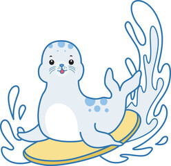 Cute Seal vector icon. Funny baby Seal animal series stock illustration. Life of fluffy Seal designs.