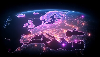 Europe Networked Globe Map