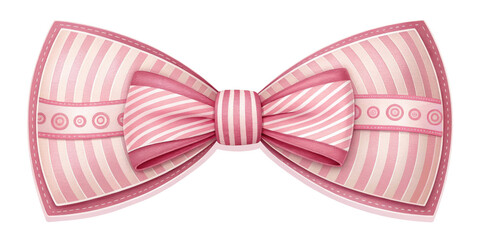 Pink Striped Bow Clipart Digital Illustration, Isolated on Transparent Background, Bow, Ribbon, pink bow, ribbon clipart, fabric texture