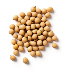 Close-Up of Dry Soybeans on White Background