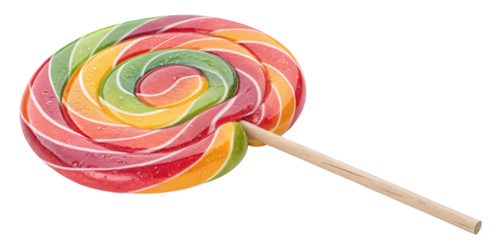 Rainbow Swirl Lollipop 3D Render, Isolated on Transparent Background, Candy, Sweet Treat, Lollipop, Candy, 3D Render