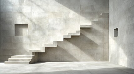 Modern staircase in light-filled space