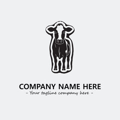 Cow illustration black and white for logo company vector image
