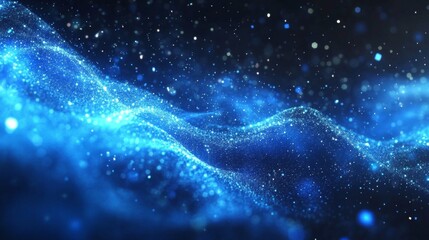 Abstract Blue Particle Wave Background