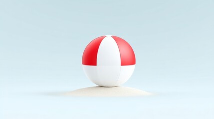Naklejka premium Colorful Beach Ball on Sandy Surface with Soft Pastel Background for Summer Vibes and Fun Activities