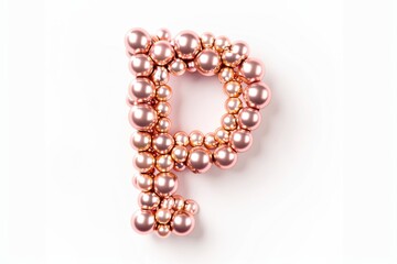 Obraz premium Creative arrangement of glossy pink and gold spheres forming the letter P on a clean white background isolated on transparent background