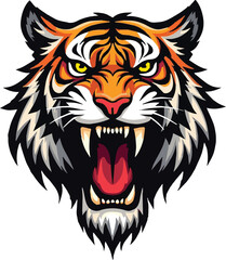 Fierce Tiger Head Vector Art - Bold Wildlife Design Masterpiece