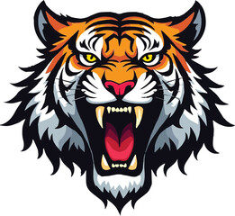 Fierce Tiger Head Vector Art - Bold Wildlife Design Masterpiece