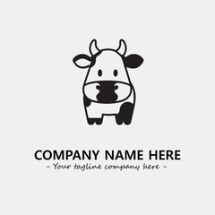 Cow illustration black and white for logo company vector image
