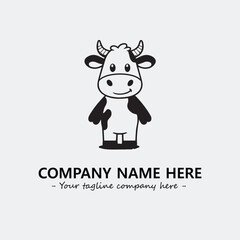 Cow illustration black and white for logo company vector image
