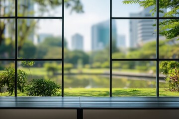 City park view from window