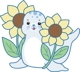 Cute Seal vector icon. Funny baby Seal animal series stock illustration. Life of fluffy Seal designs.