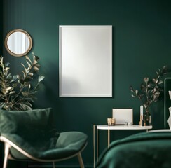 Elegant Minimalist Interior Design with Green Wall and Decor