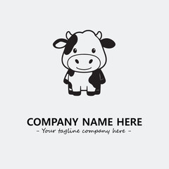 Cow illustration black and white for logo company vector image
