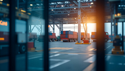 Strategic Visuals of Customs Checkpoints: Illustrating Foreign Trade Limitations and Regulatory Measures Impacting Import-Export Activities - Conceptual Photo Stock with Empty Space