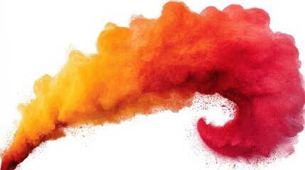Vibrant Swirling Smoke Cloud in Shades of Red, Orange, and Yellow on White Background