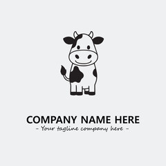 Cow illustration black and white for logo company vector image
