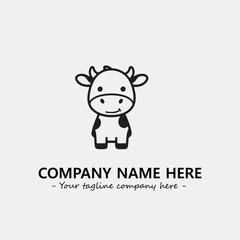 Cow illustration black and white for logo company vector image

