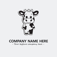Cow illustration black and white for logo company vector image
