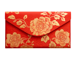 chinese new year Red and gold envelope greeting card on a transparent background