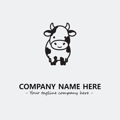 Cow illustration black and white for logo company vector image
